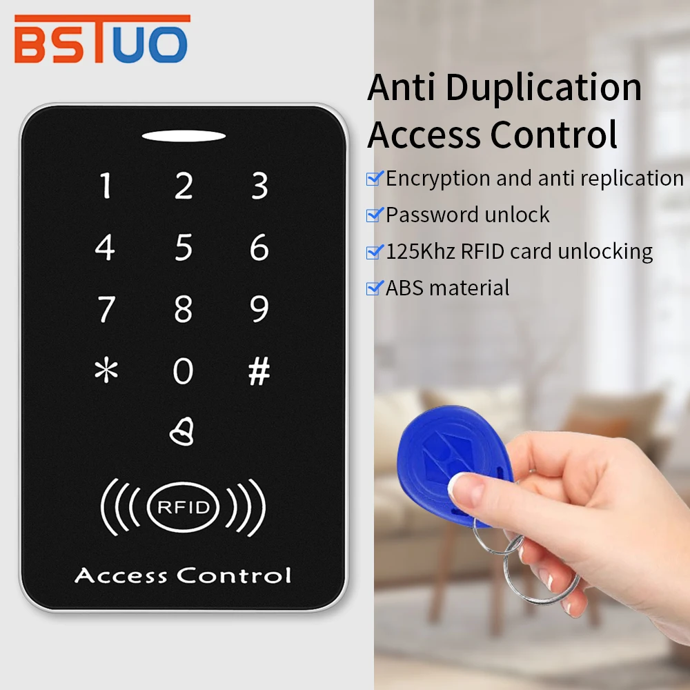 

125Khz Anti-Copy RFID Reader Keypad Standalone Access Control Kits Encrypted Card Reader Uncopiable Rfid Card tag keyfobs Relay