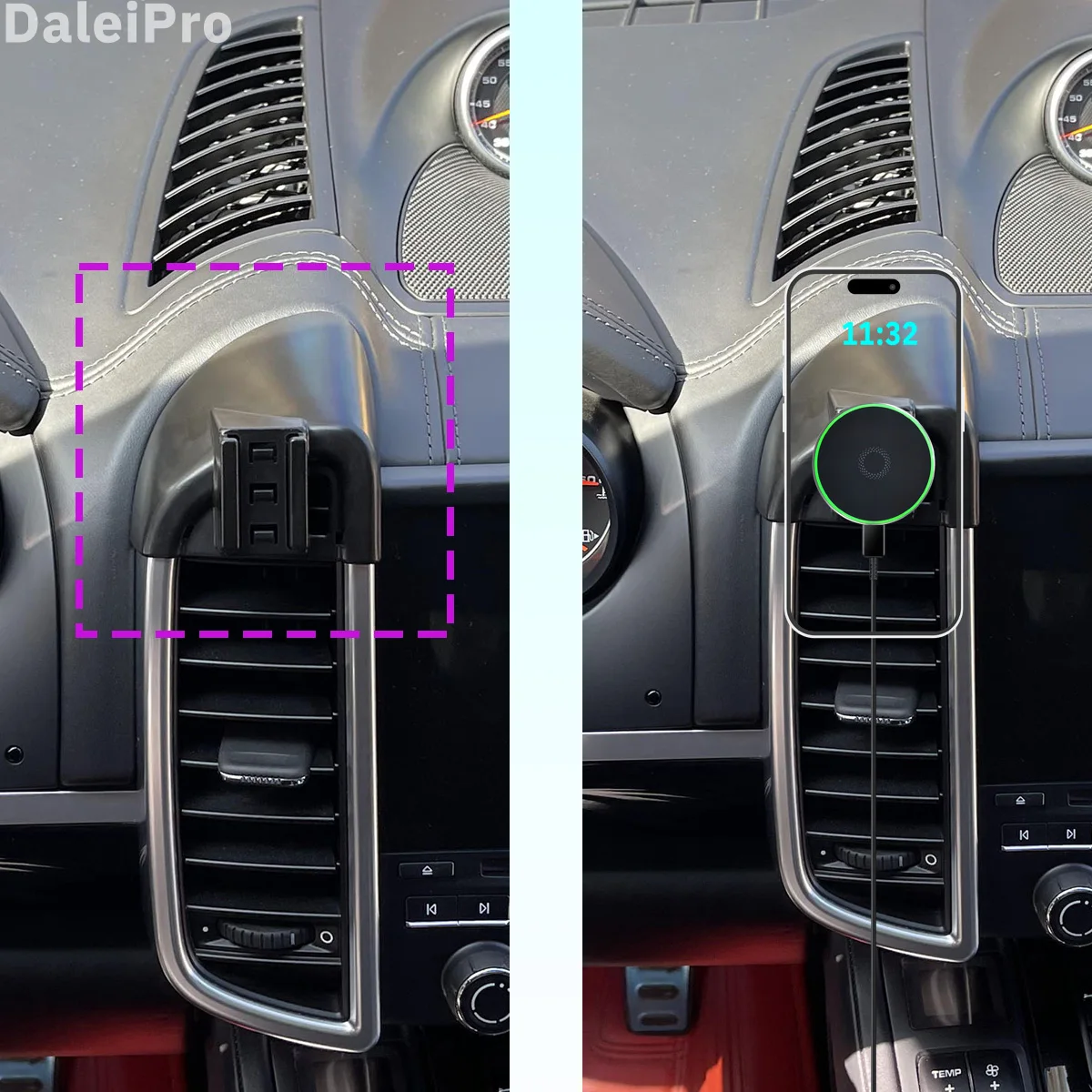 Designed for Porsche Cayenne 2016 2017 Phone Holder Car Magnetic Mount Smart Sensing Wireless Charging One-Touch Release Qi