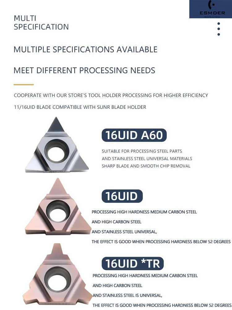 11UID 16UID C60 D60 L60 A55 A60 2TR 2.5TR 3TR 4TR 5TR 6TR 5501 5502 carbide Threading Insert CNC Lathe For SMT Milling Holder