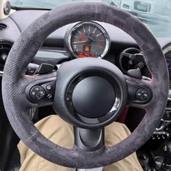 Car Steering Wheel Cover Suede Leather For Mini Cooper Hatchback R56/R57 Clubman Clubvan Coupe 3-Spoke Automotive Accessories