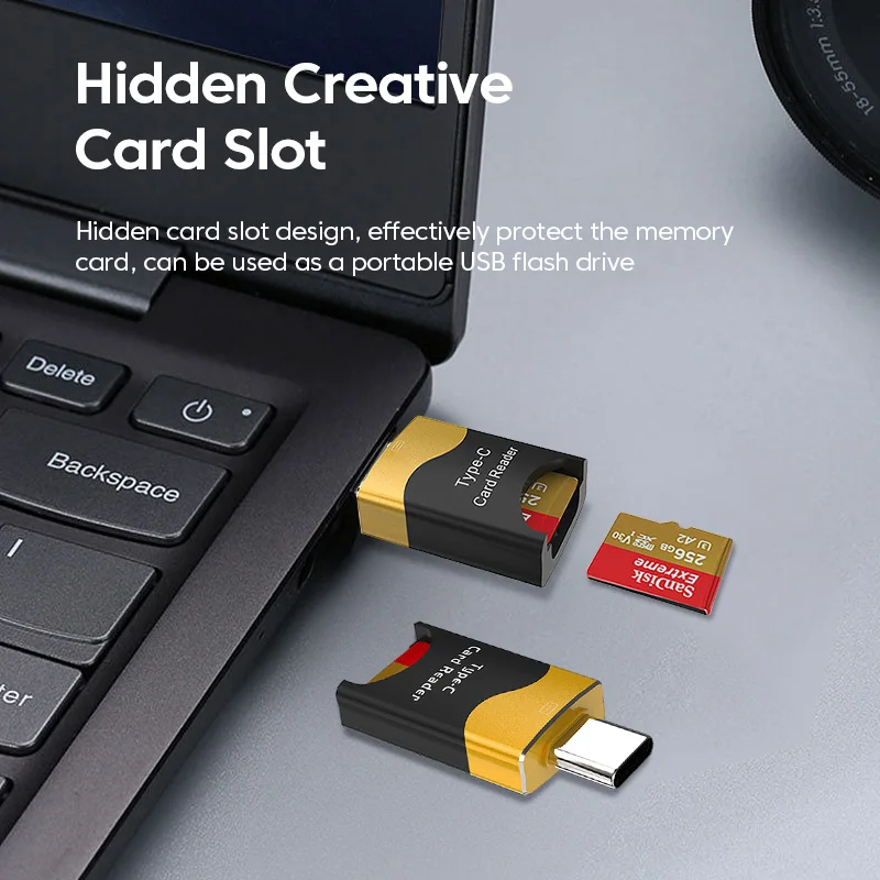 USB 3.0 OTG Type C To Micro-SD TF Adapter Cardreader High Speed Card Reader Smart Memory Card Reader For Huawei Samsung Laptop view 2