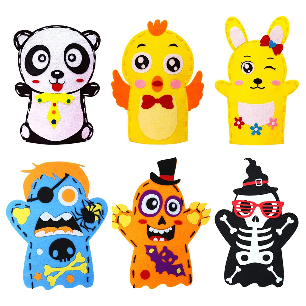 

Halloween DIY Hand Puppets Sewing Craft Kit for Kids Felt Sewing Art Toy,Story Telling, Introduction to Sewing , Manual Activity