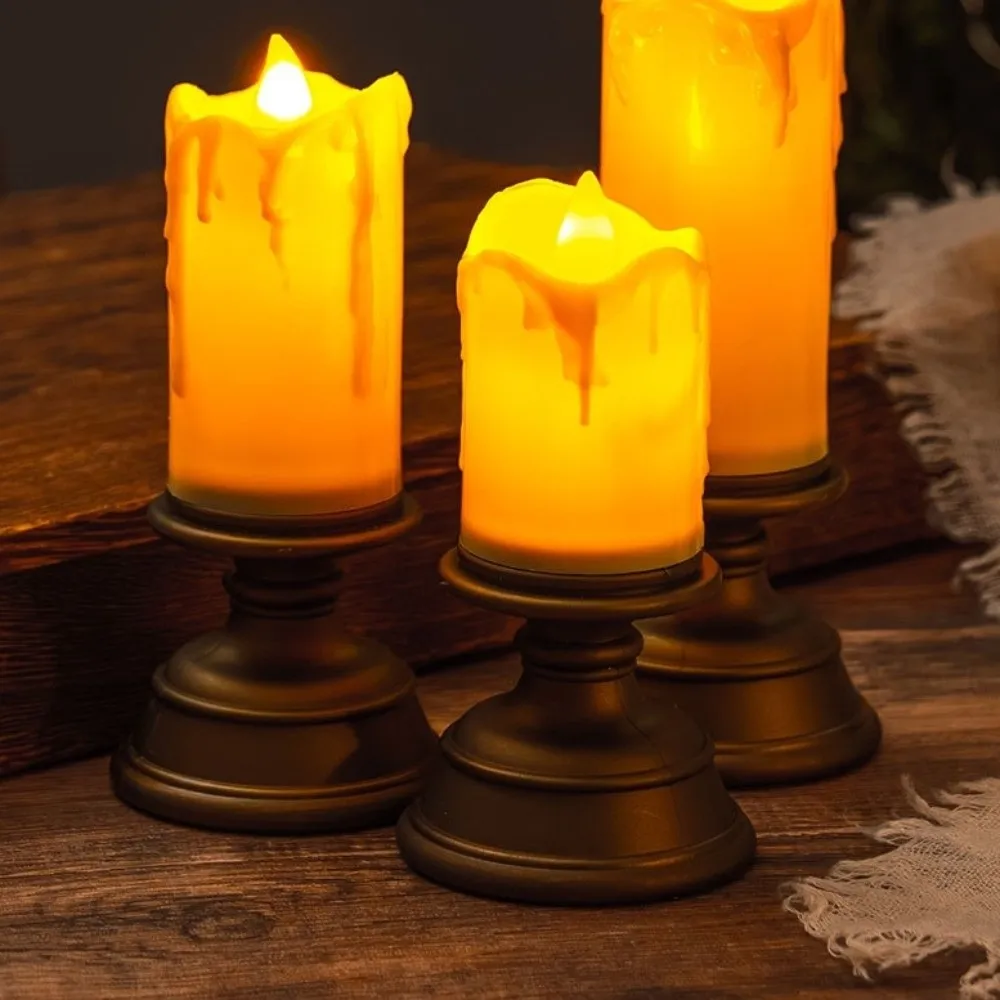 Simulation Candle LED Electronic Candle Light Atmosphere Lamp Retro Crying Candlestick Decorative Flameless