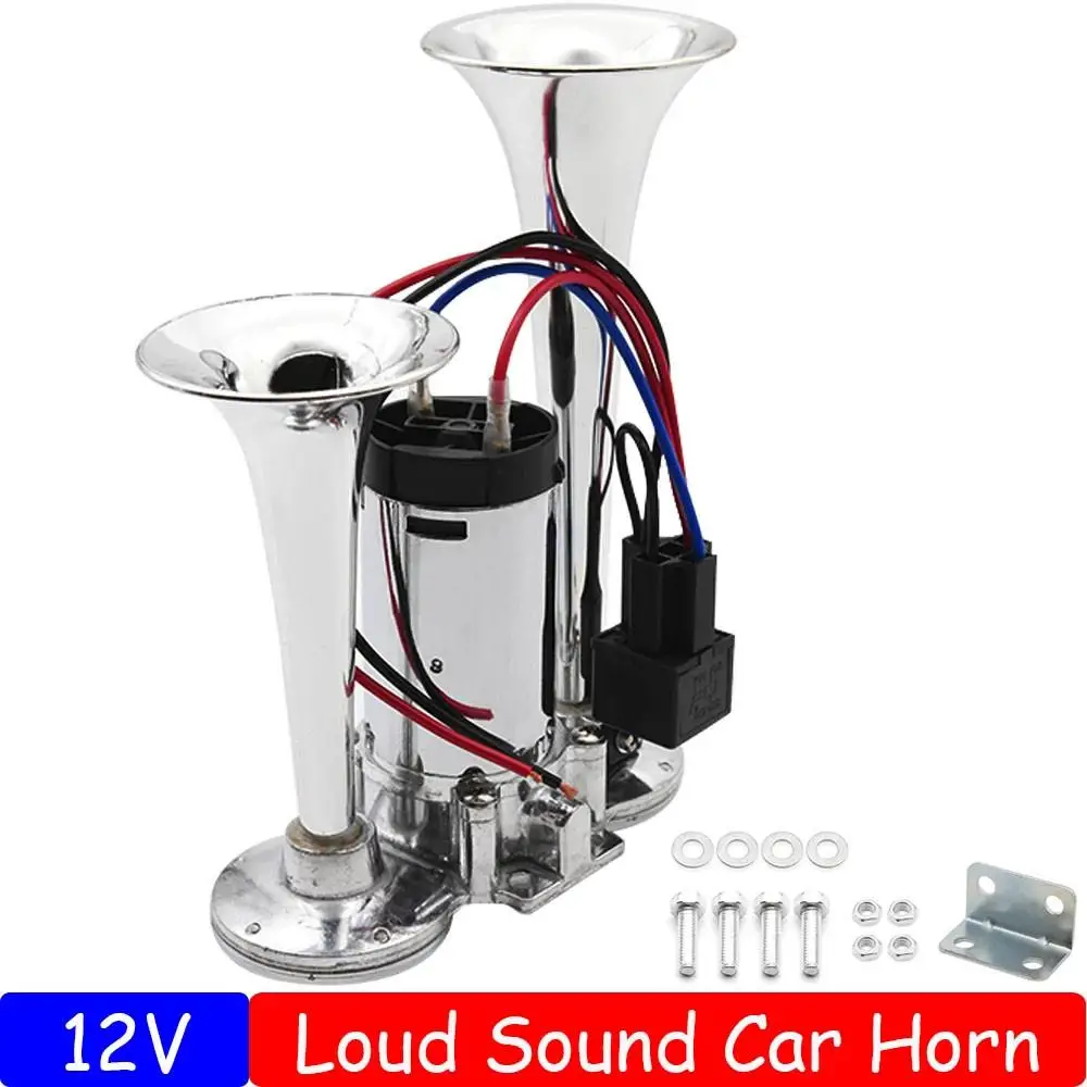 

Universal 600db 12V Super Loud Dual Tone Car Air Horn Set Trumpet Compressor with Wires and Relay for Motorcycle Car Boat Truck