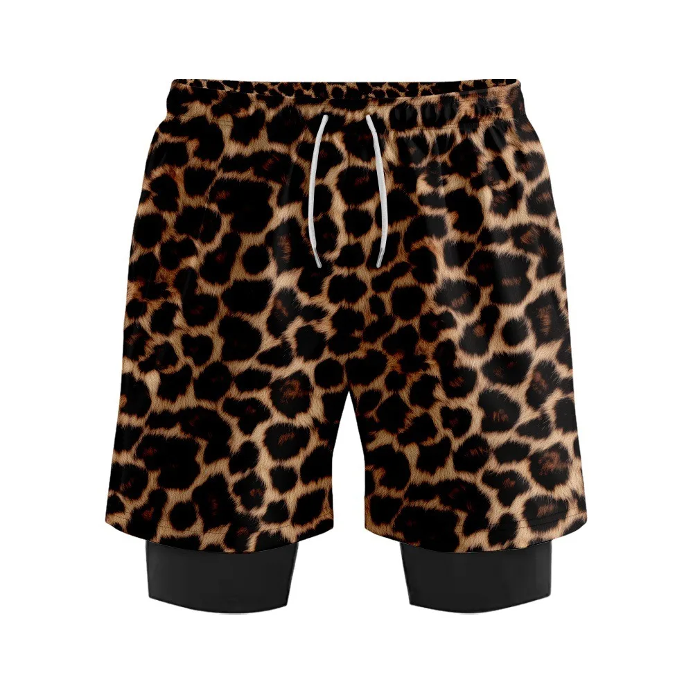 다채로운 표범 인쇄 여름 남자 농구 반바지 내부 라이너 빠른 건조 스포츠 반바지 멋진 피트니스 반바지 Beachwear 8XL