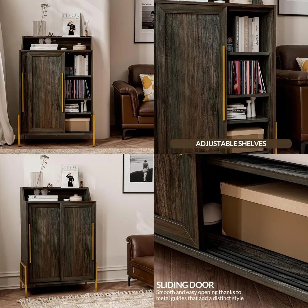 

Adjustable Sliding Door Storage Cabinet Buffet Sideboard Shoe Rack Entryway Furniture Accent