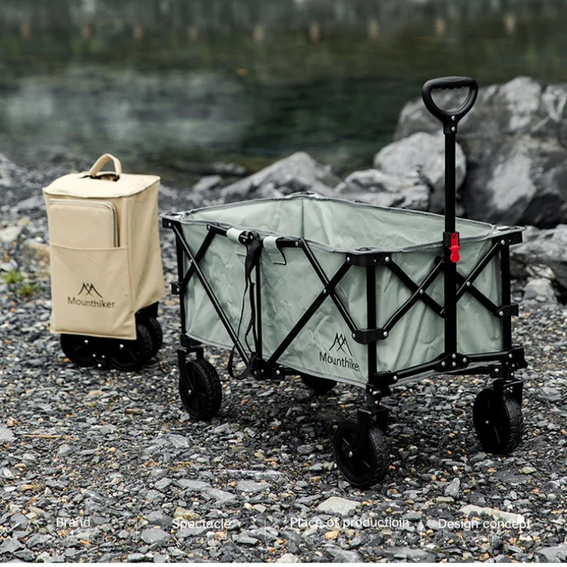 

Heavy-Duty Outdoor Folding Trolley, Large Capacity Fishing Cart, Waterproof Picnic Wagon with Oxford Fabric Mountain Wheels