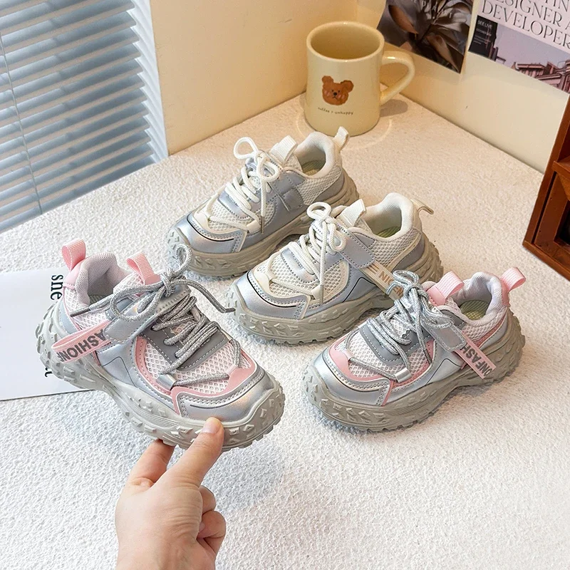 

Kids Casual Sneakers Girls 2025 Autumn New Toddler Walking Shoes Breathable Mesh Non-slip Versatile Chic School Shoes