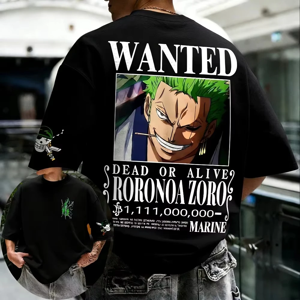 2026 Unisex Cotton T-shirt ONE PIECE Roronoa Zoro Summer New Product Harajuku Anime Printed Loose Parent Child Short Sleeve Tops