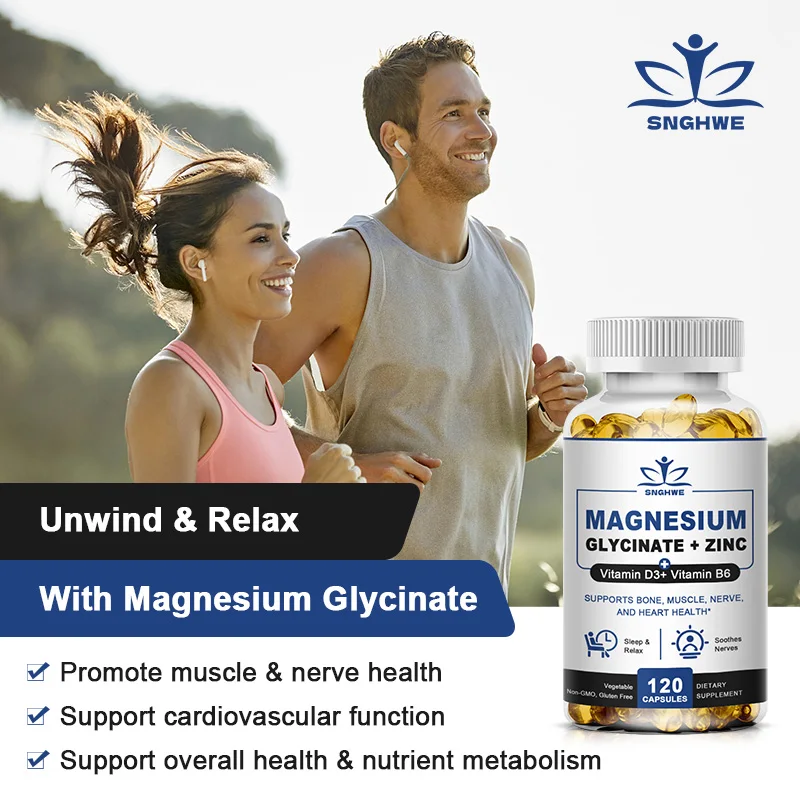 Magnesium Glycinate Capsules with Zinc Dietary Supplement - Suitable for Men and Women Non-GMO