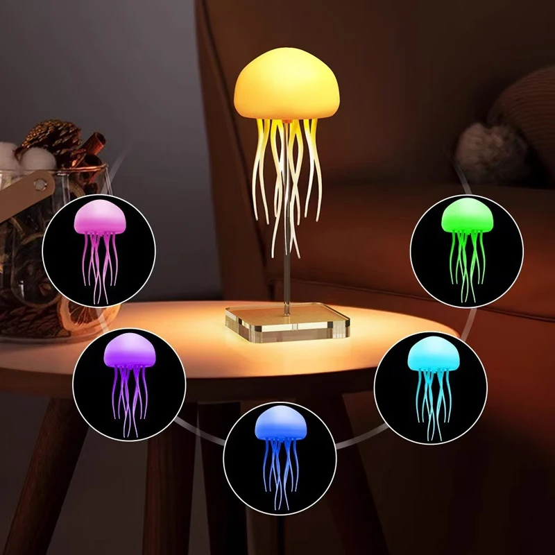 LED Jellyfish Light with 9 Tentacles, 2 Working Modes, Long Battery Life, Color Gradient Light Effect with Voice Control