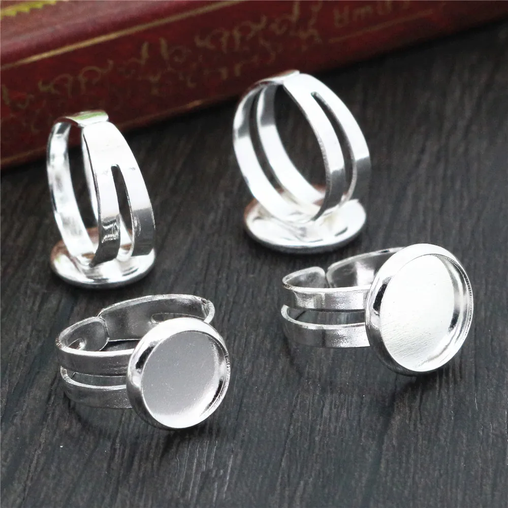 8mm i 10mm 10szt jasny srebrny Plated dzieci pierścień regulowany ustawienia pierścienia puste/Base,Fit 8mm i 10mm szklane kaboszony
