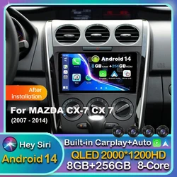 Android 14 Carplay Auto Car Radio For 2007 2008 2009 2010 2011 2012 2013 2014 MAZDA CX-7 CX 7 Multimedia Player Video Stereo DSP