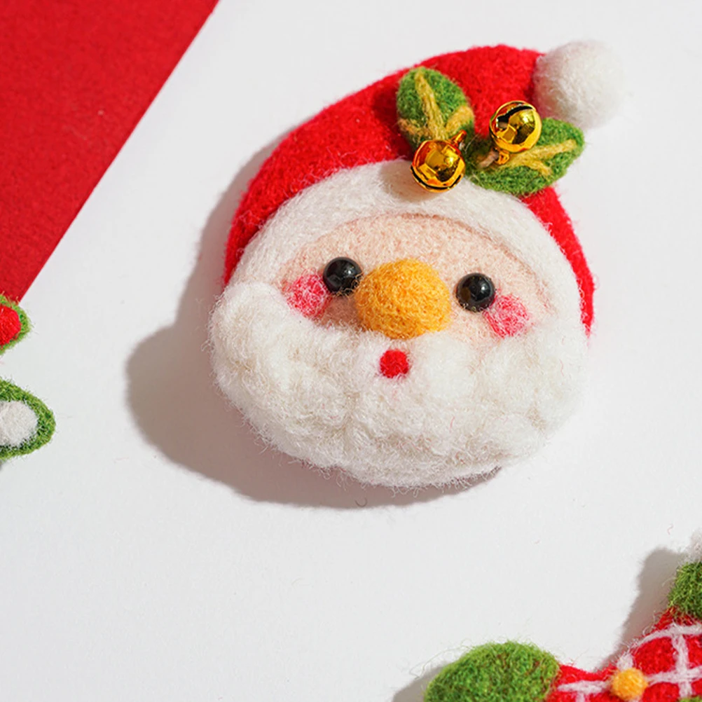 

3Sets Xmas Brooch Needle Felting Kits DIY Wool Felt Materials Starter Kit Easy Use Xmas Brooch Hairpin Wool Felting Starter Kit