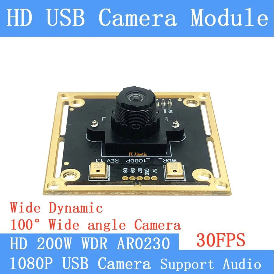2 MP 100 °   Geringe Verzerrung Weitwinkel OTG UVC 1080P Webcam 30FPS USB-Kameramodul Hintergrundbeleuchtung Aufnahme breite dynamische Unterstützung Audio