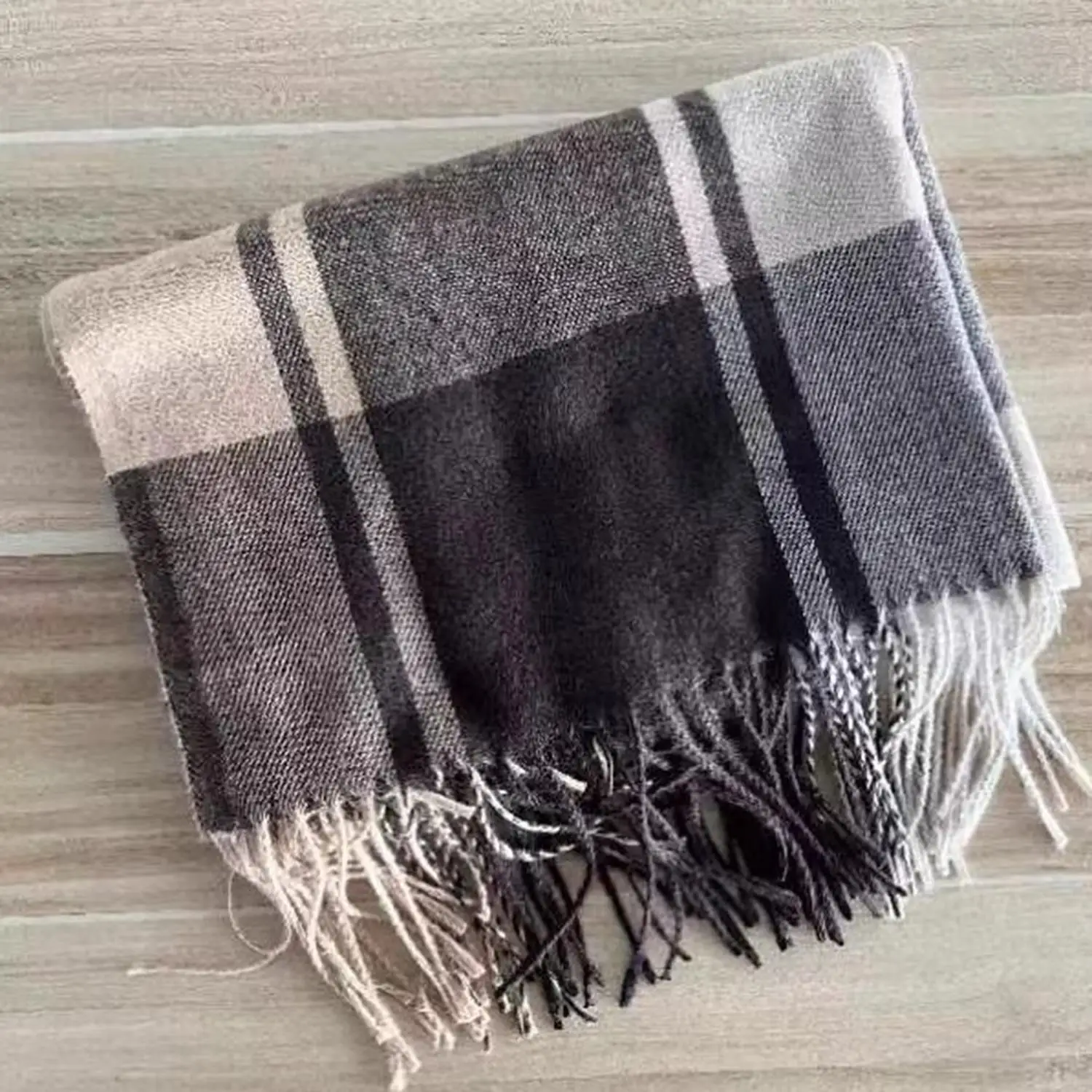 

65*180CM Plaid Scarf Chic Shawl Soft Long Thick Tassel Winter Warm For Women Men Unisex