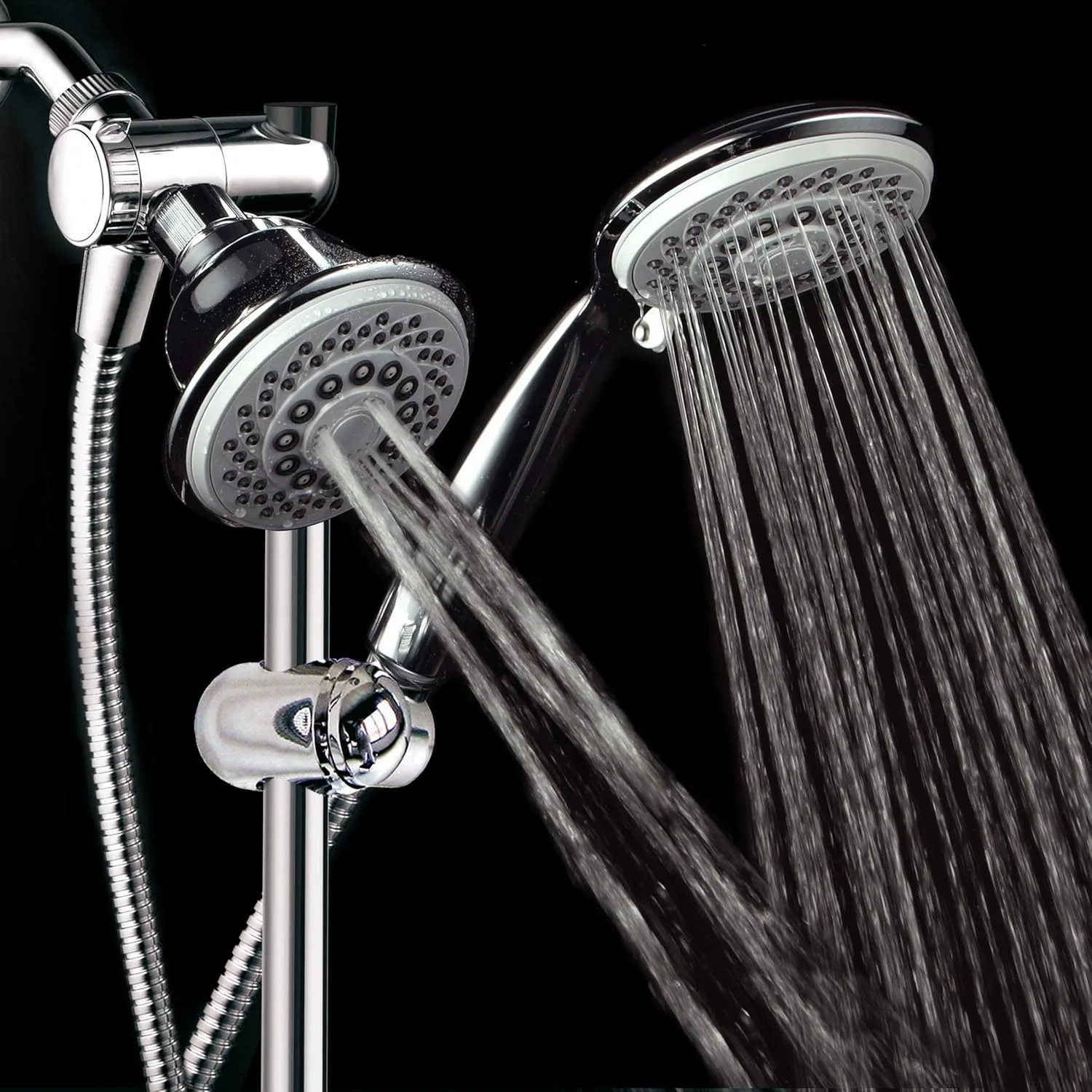 Instant-Mount Drill-Free Height/Angle Adjustable 30-Setting SpiralFlo 3-Way Shower Head/Handheld Showerhead Slide Bar Combo