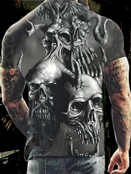 Skull At Feet Pattern Men's Short Sleeve Crew Neck T-shirt Summer Outdoor Mens Tshirts Male Sportswear Hot Sale Top Tees For Men
