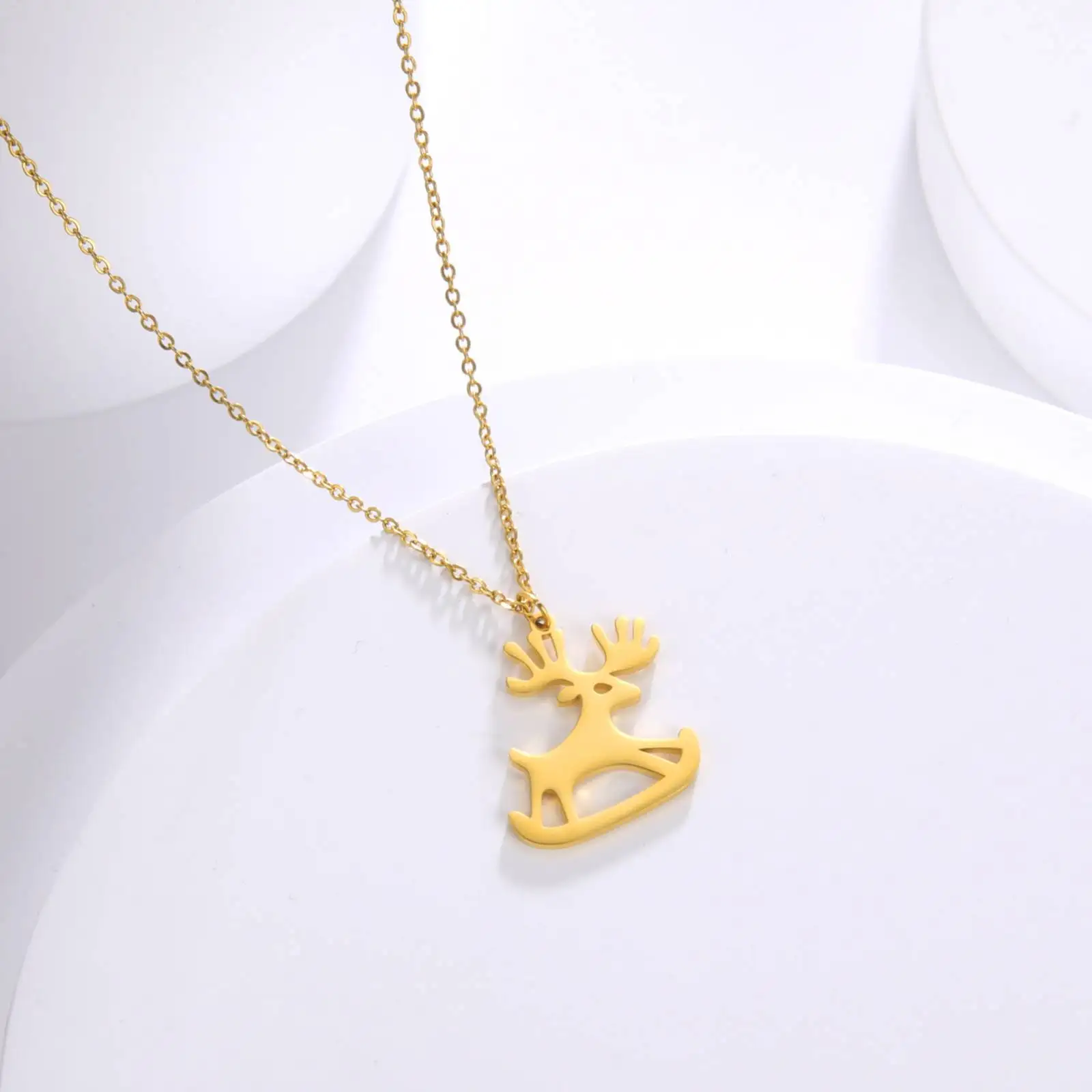 عيد الميلاد مزلقة الرنة قلادة قلادة النساء الرجال هدية مجوهرات من صلب لا يصدأ