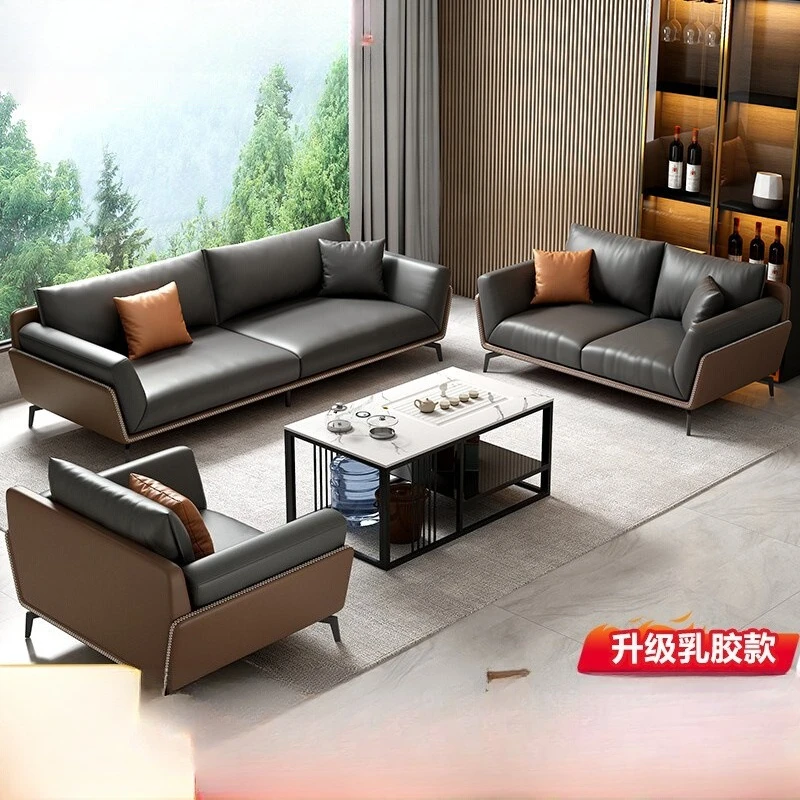 Office sofa Simple modern coffee table combination set Reception room three-person two-person office sofa