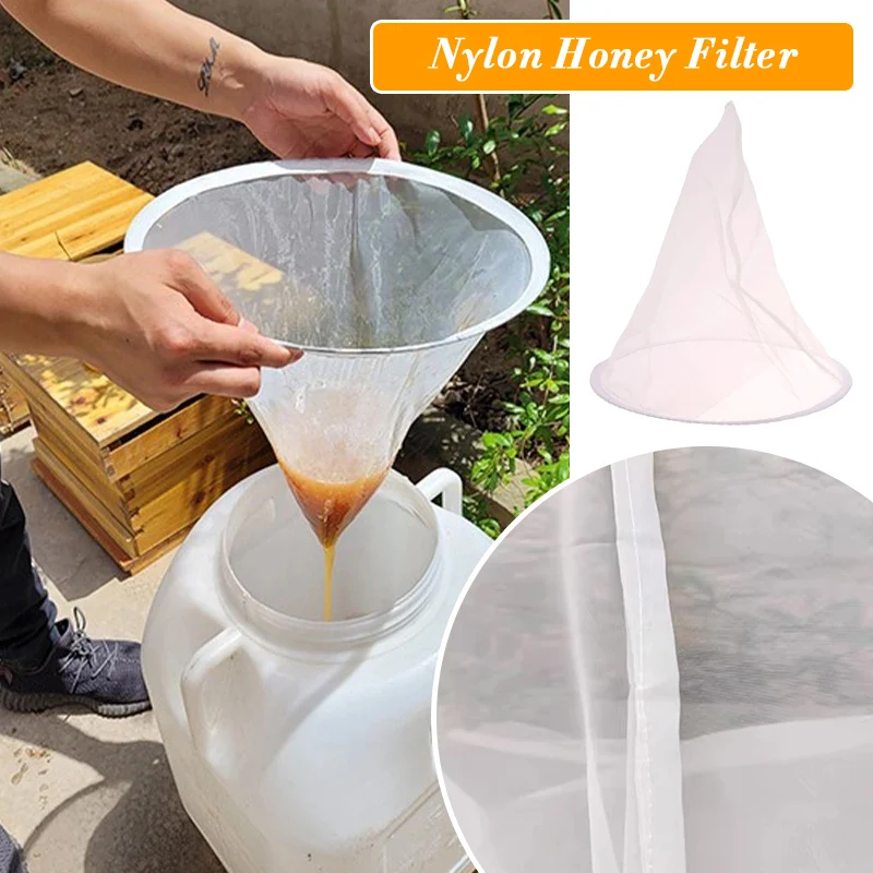 Honey Filter Nylon Cone-Shaped Sieve Funnel Honey Flow Mesh Impurity Filter Cloth Fiber Precision Screener Beekeeping Supplies