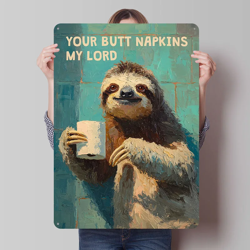 Sloth Your Butt Napkins Poster Customized Vintage Metal Signs Wall Art Retro Tin Plaque for Room Decoration Home Decor Items