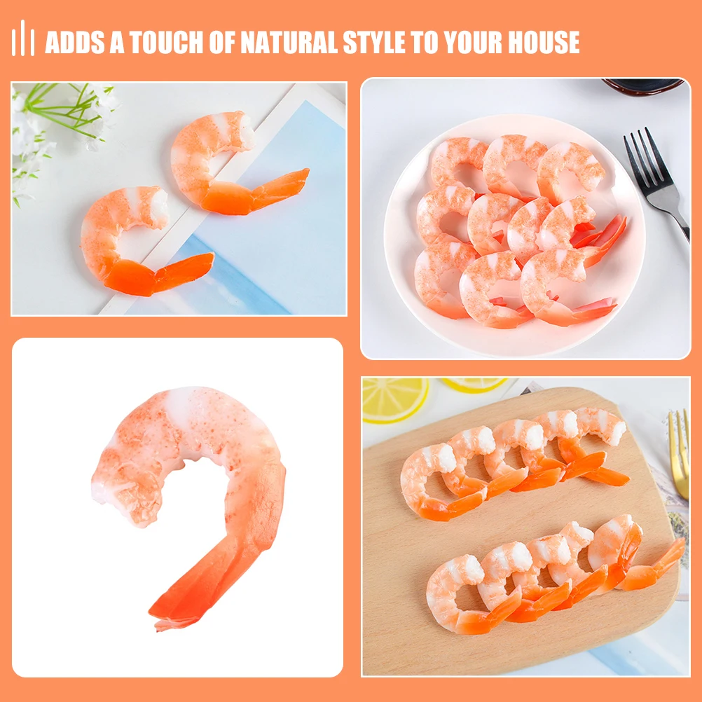 

5 Pcs Simulated Shrimp Realistic Fake Food Model Artificial Decoration Display Props Home Office Hotel Decor Use Only