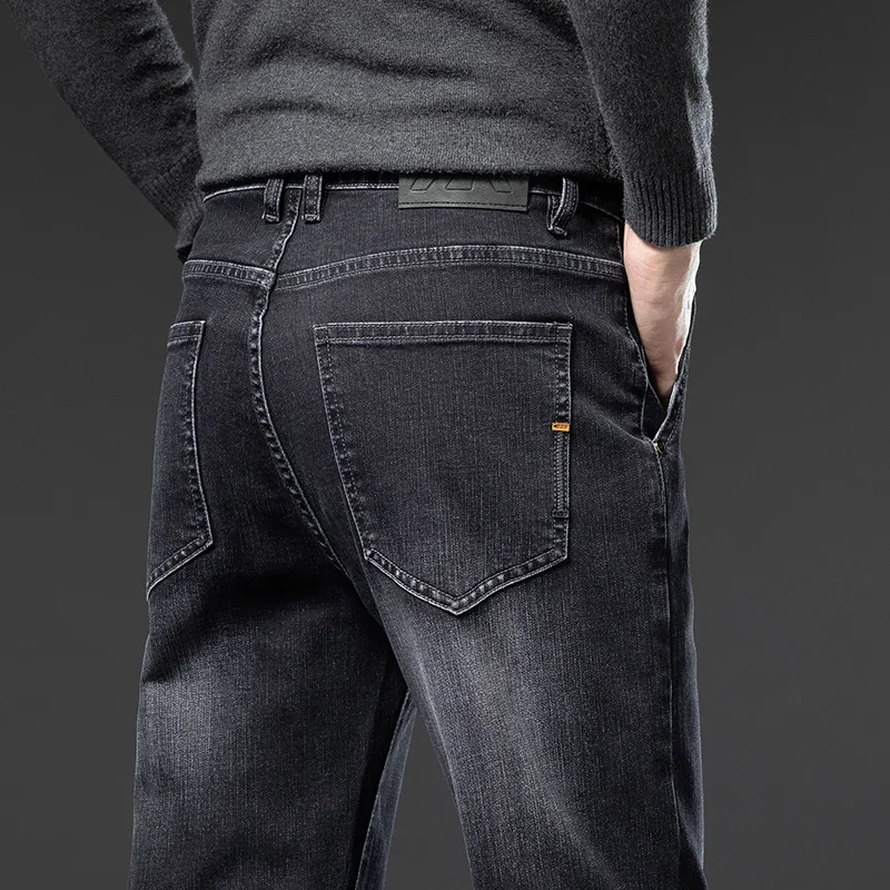 メンズジーンズ 春秋冬新作 ストレートストレッチ メンズビジネスデニムパンツ