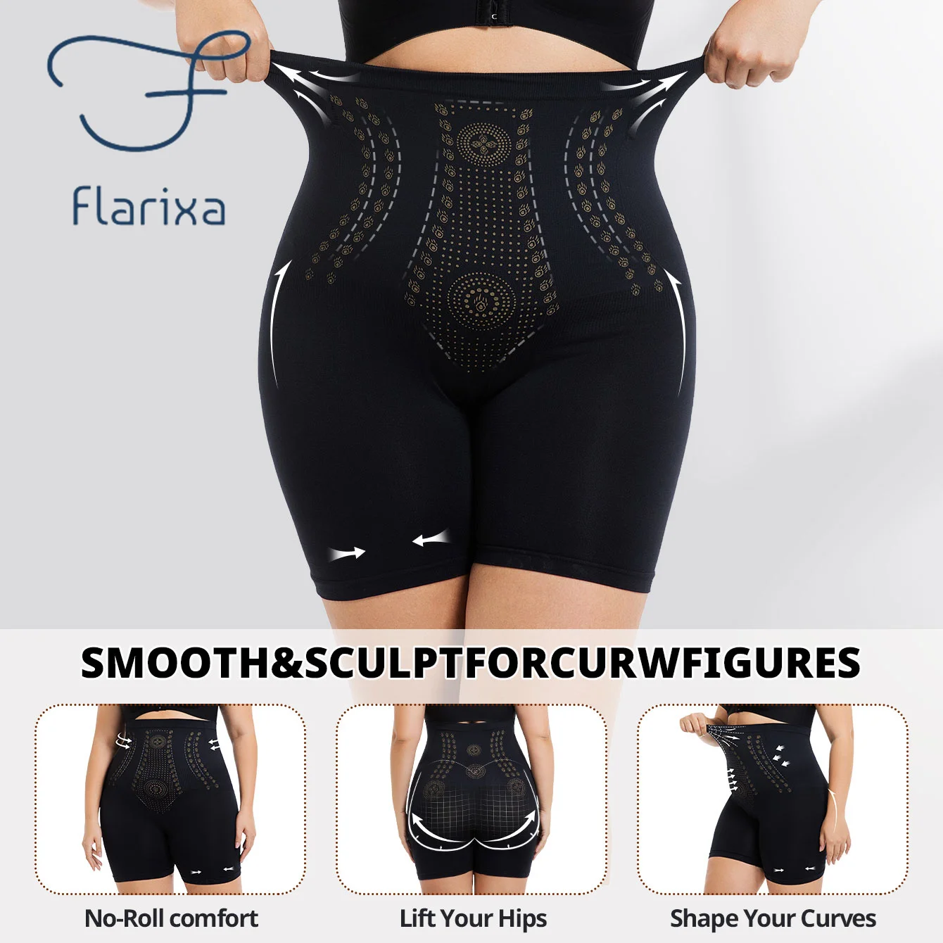 FLARIXA حجم كبير سراويل داخلية عالية الخصر للتحكم في البطن بعد الولادة ملابس داخلية تشكيل سلس سراويل رفع الورك والأرداف