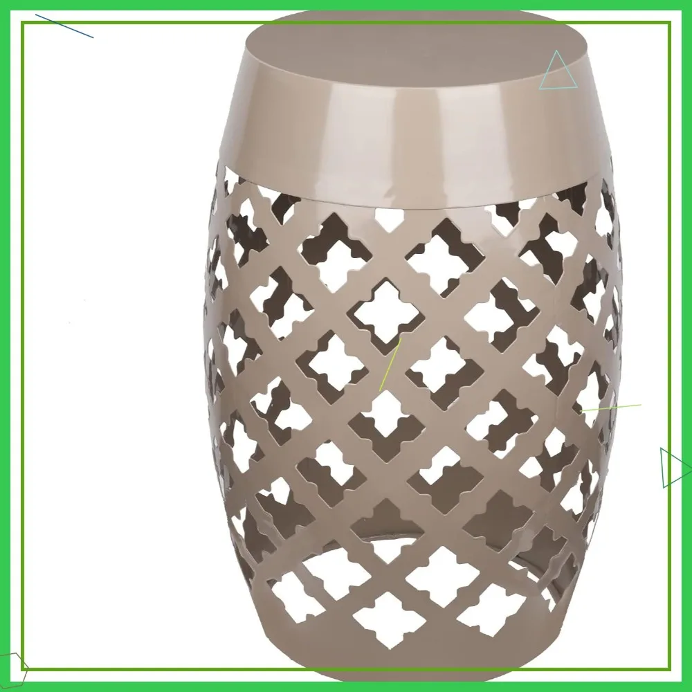 

Outdoor Lace Cut Iron Side Table, Patio Garden Stool Coffee End Table for Small Spaces, Brown