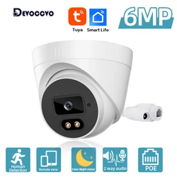Tuya 6MP Wire CCTV IP Dome Security Camera 2 Way Audio Indoor POE Video Surveillance Camera Color Night Vision Monitoring IP Cam