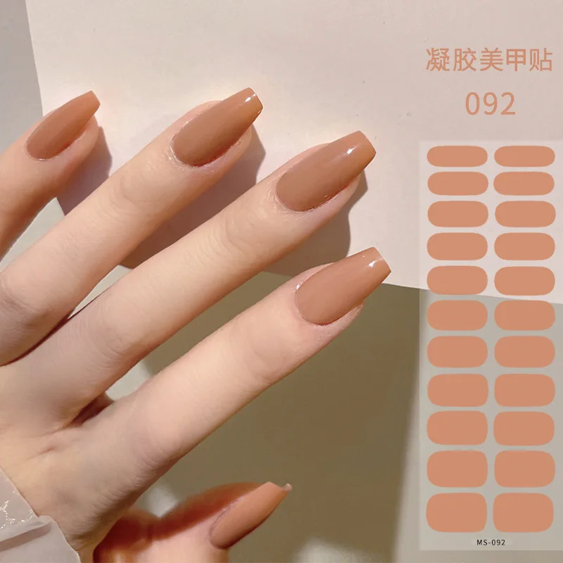 22 Strips Solid Color No-bake Gel Full Sticker Single Color Onion Powder Nail Art Sticker Simple Small Fresh Nail Stickers