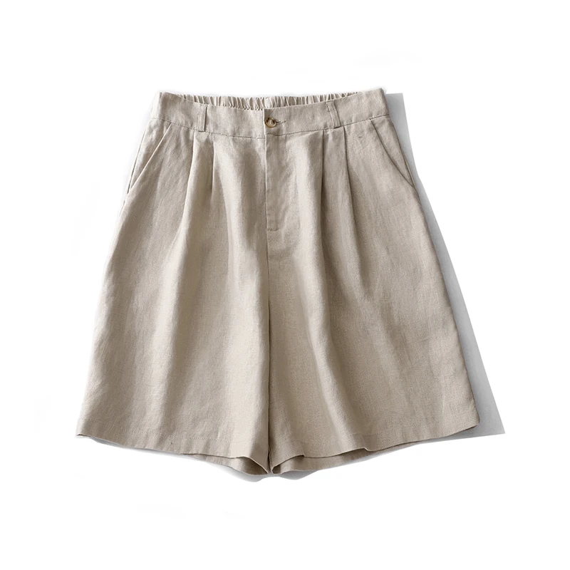 Cotton and Linen Suit Shorts Women's Summer New Korean Version of The Simple Literary High-waisted Casual Wide-legged Shorts