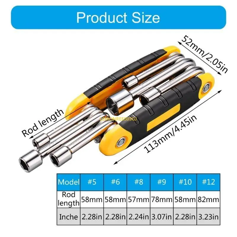 M4YC plegable llave enchufe Conjunto del controlador tuercas plegables Conjunto herramientas mano portátil