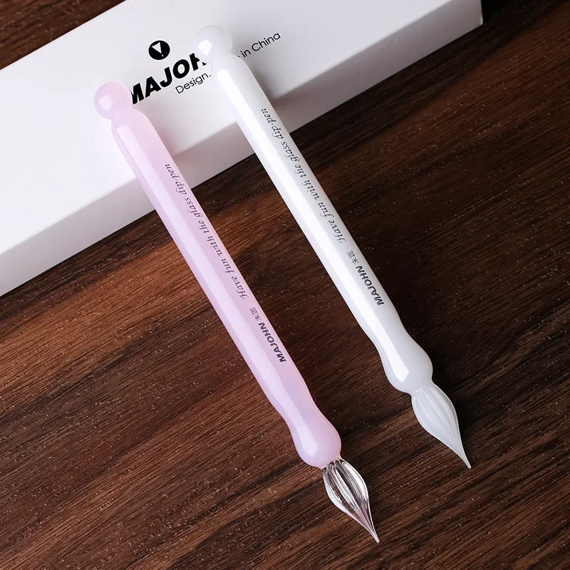 New MAJOHN Sakura Snow Short Glass Dip Pen Color Ink Hand Tent Expert Painting Drawing Hook Line Flower Body English Pen