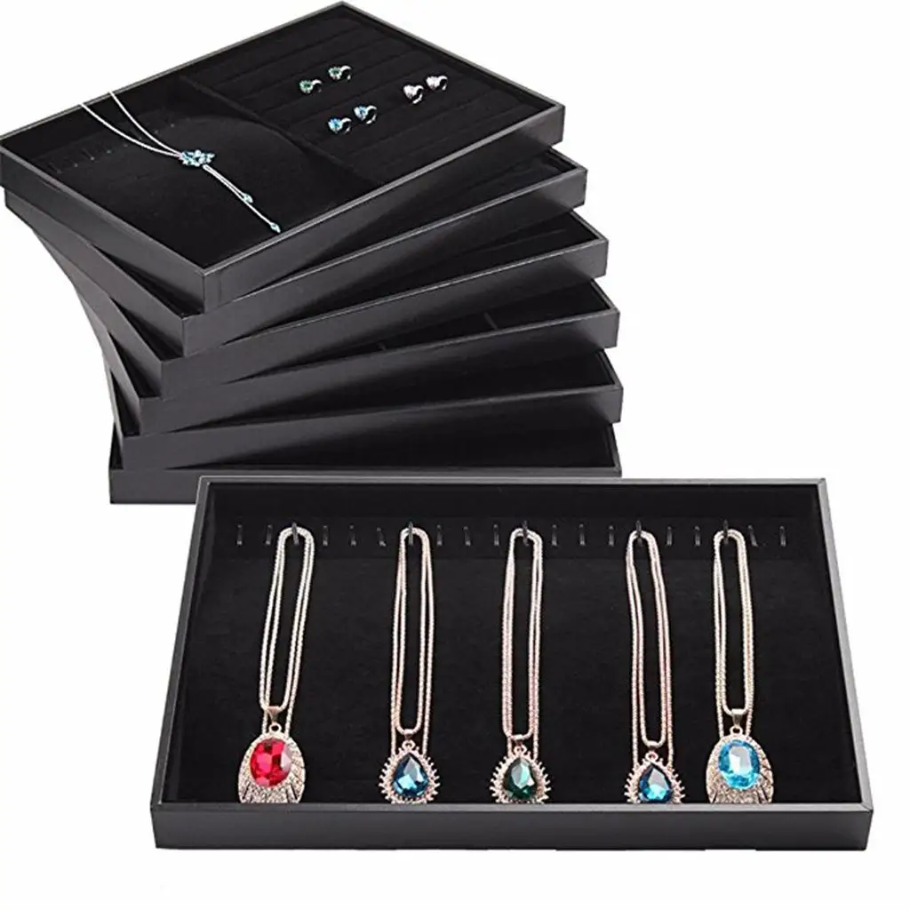 PU Leather Stackable Tray Jewelry Organizer Display Room Counter Display Pad