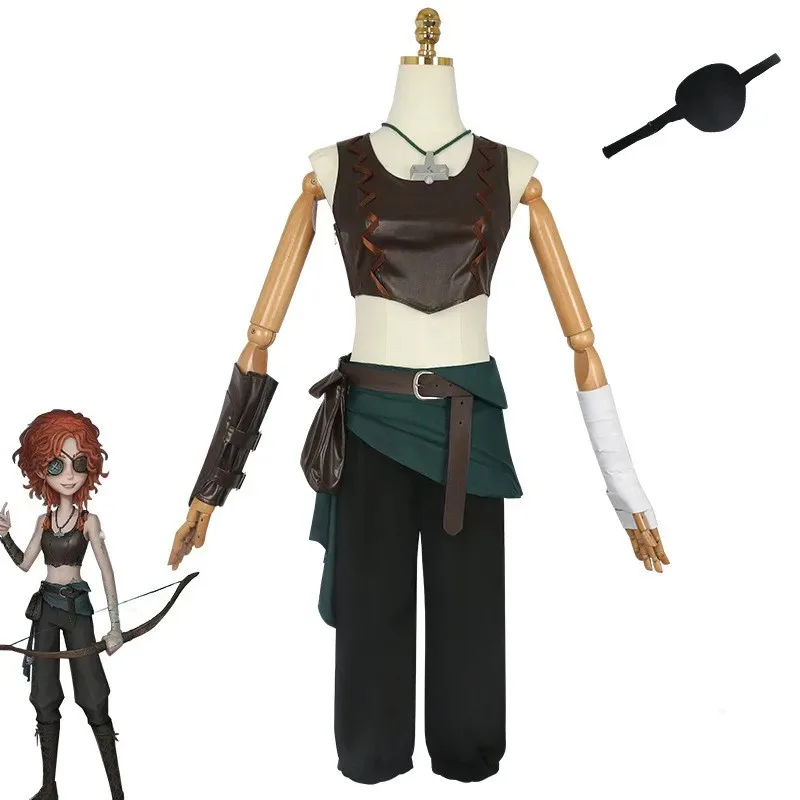 Juego Identity V Brynhildr Vilulf Archer disfraz Cosplay Anime chaleco abrigo parche en el ojo uniforme peluca hombre mujer trajes de fiesta de Halloween; 2k