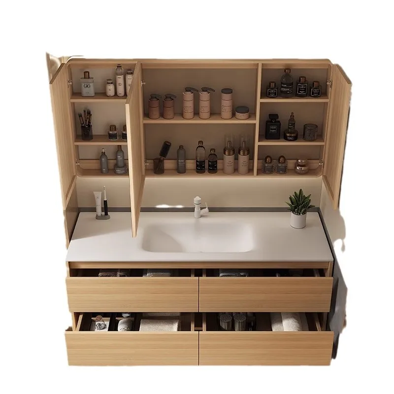 

Japanese log style integrated basin cabinet combination washbasin washbasin bathroom