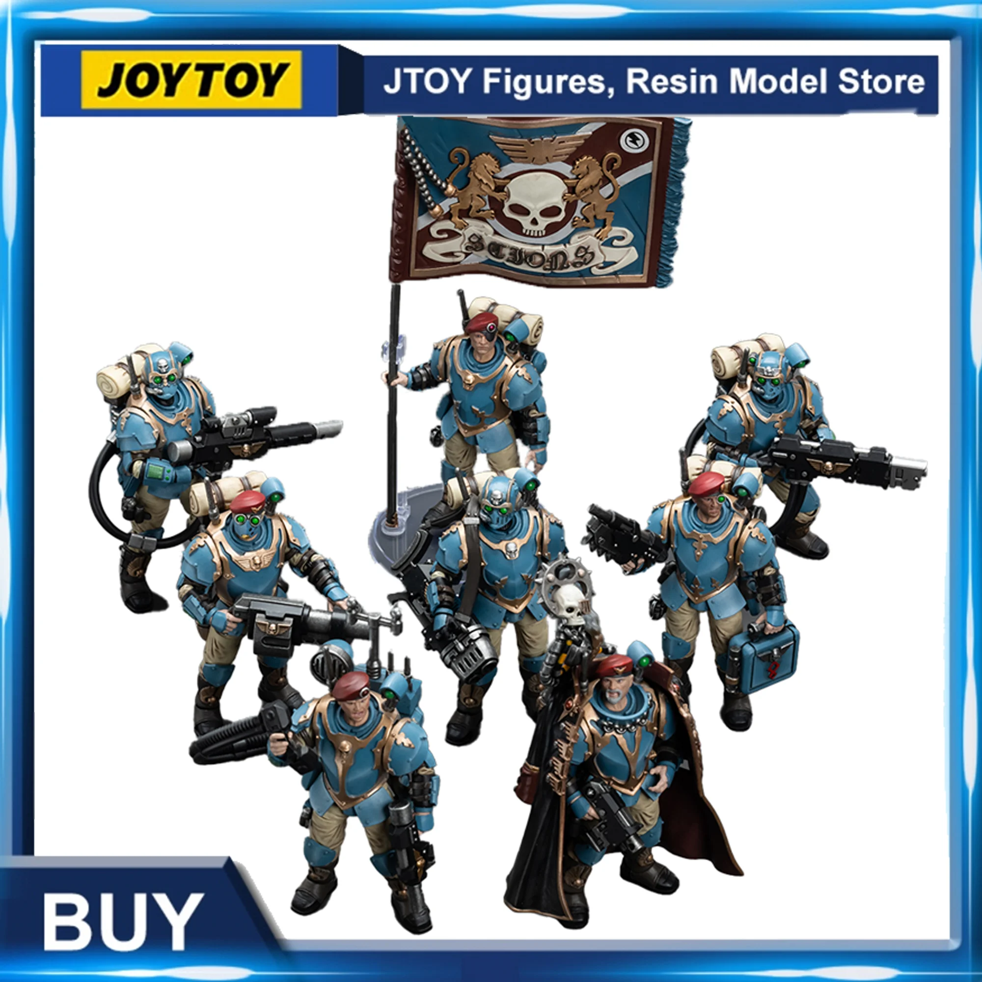 

[В наличии] экшн-фигурки JOYTOY Warhammer 40K 1/18 (8 шт./комплект) Tempestus Scions команда аниме военная модель бесплатная доставка