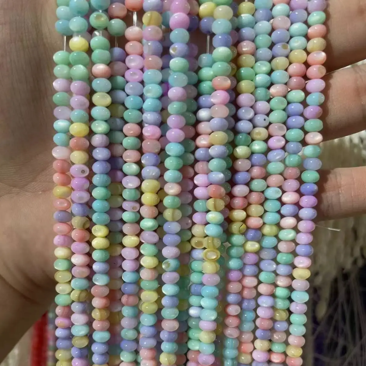 Natural Shell Beads Rondelle Beads Multicolor Mother of Pearl Shell Loose Beads 3*5mm For Bracelets Necklace Diy Jewelry Making