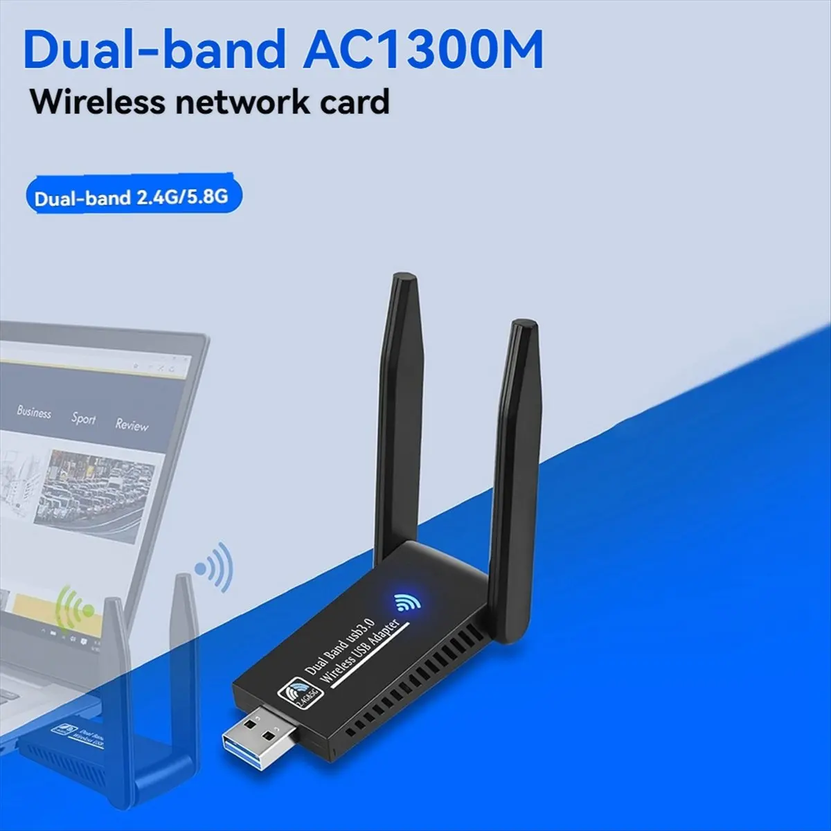Nices 1300Mbps USB 3.0 WiFi Adapter Wireless USB Dongle Dual Band 2.4Ghz 5Ghz with Dual Antennas for Win10/11