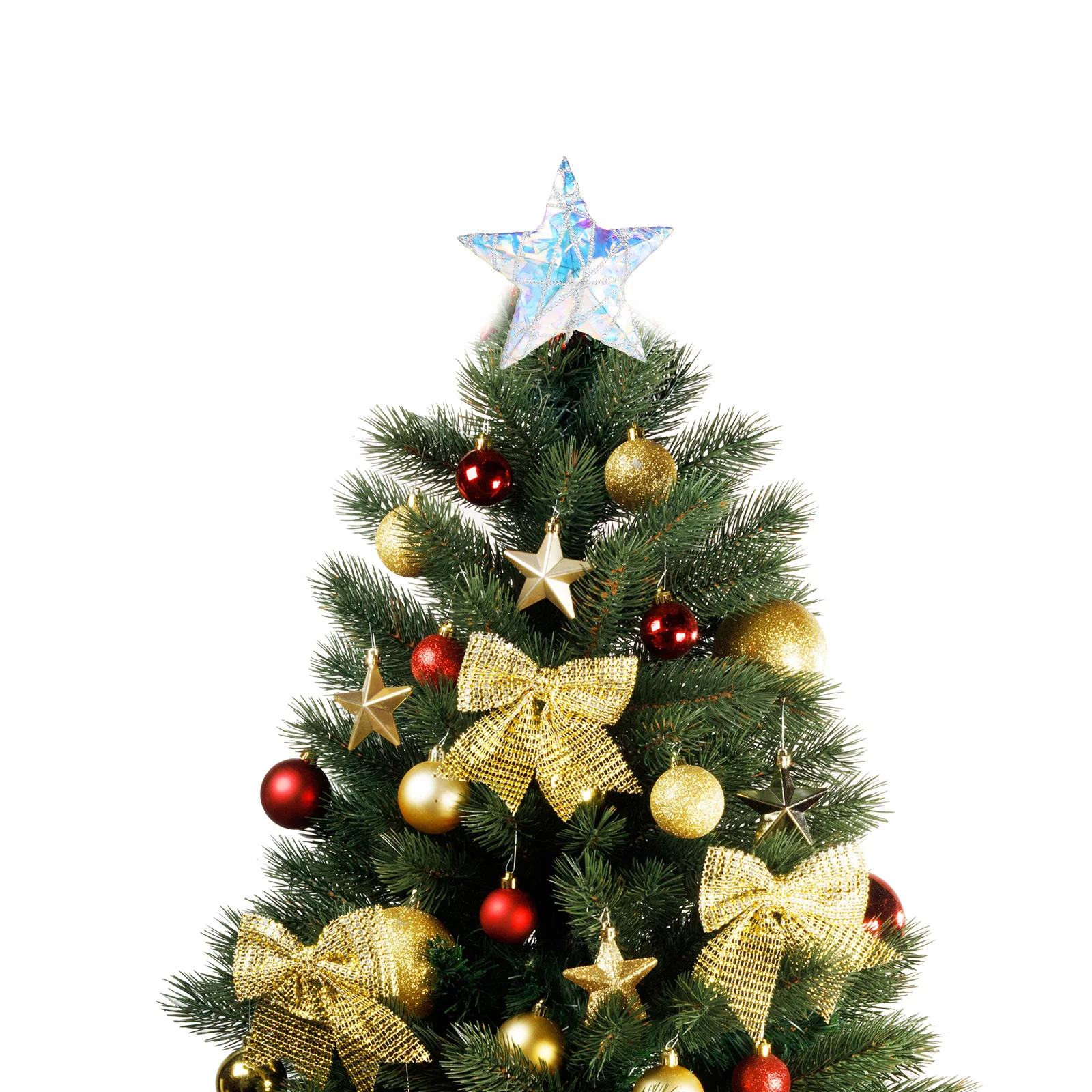 

Festive Lighted Christmas Tree Topper Star 3D Glitter Design for Holiday Party Home Decor Sparkling Tree Topper Decoration