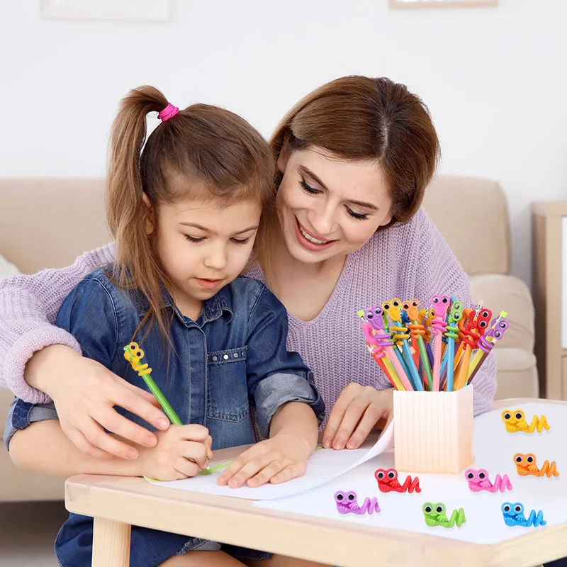 12Pcs Big Eye Pencil Tops Pen Cap Stress Relief Sensory Toy Kids Birthday Party Favors Goodie Pinata Filler Christmas Gifts