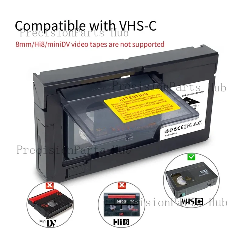 Old VHS to VHSC half video tape conversion adapter box (MiniDV/Hi8 incompatible)