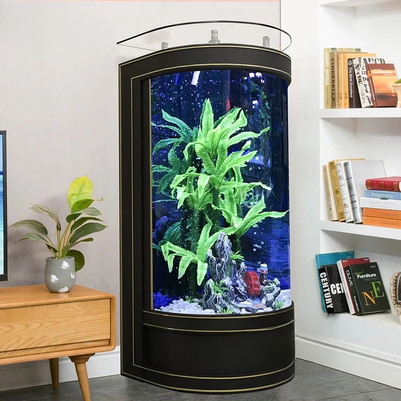 fish tank, living room, small and medium-sized household floor-to-ceiling glass goldfish tank, ecological water-free