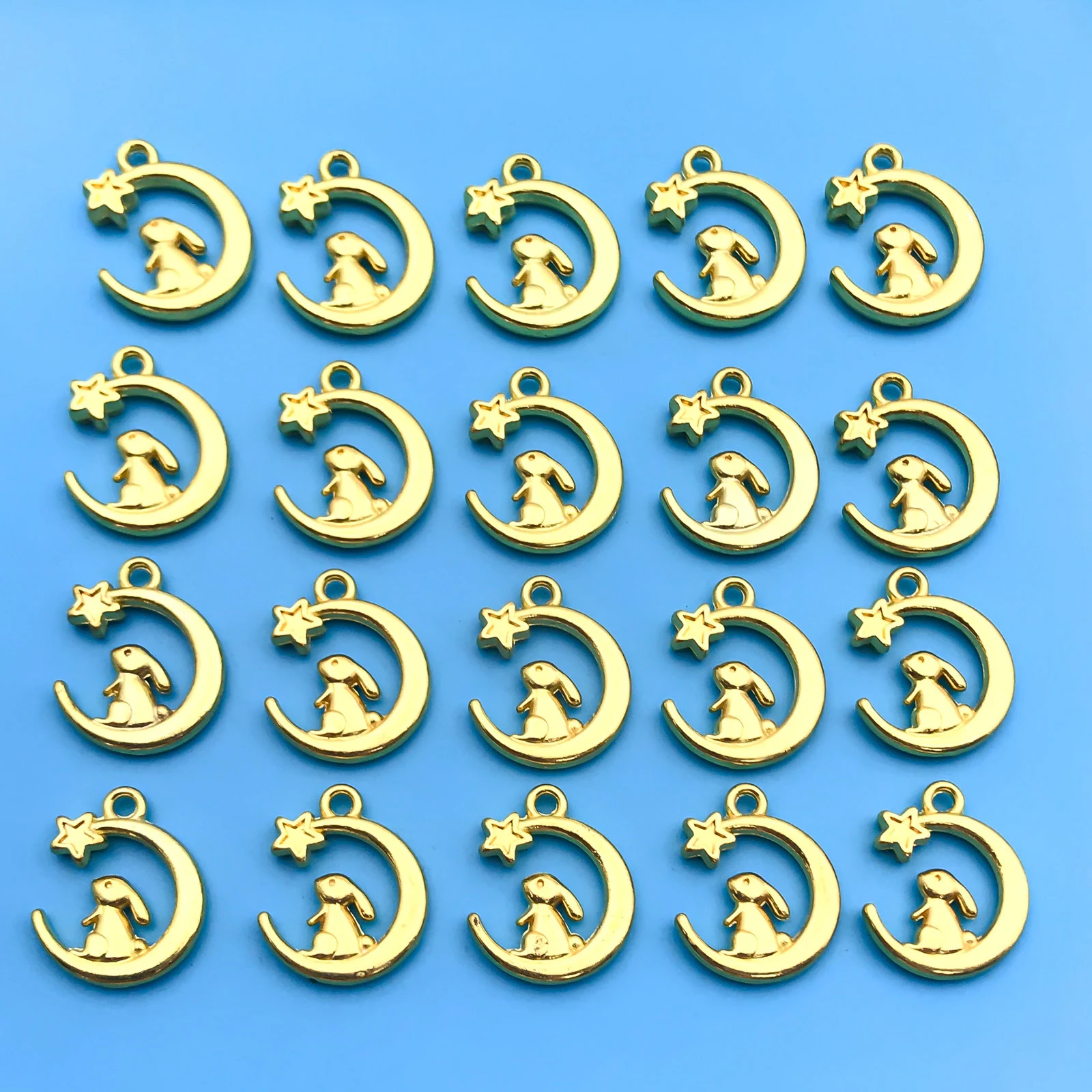 10/20Pcs Metal Alloy Plated Moon Rabbit Charms - Perfect for Jewelry Making, Bracelets, DIY Necklaces & Handmade Earrings!