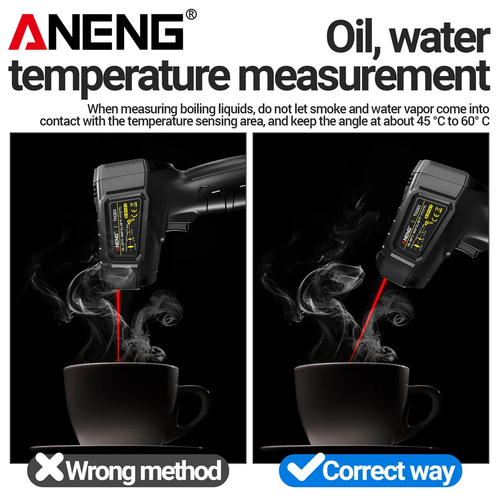 ANENG Smart Temperature Gun TH203 Industrial Infrared Thermometer Tester Meter -50 ~ 600 ℃ Pyrometer Tools