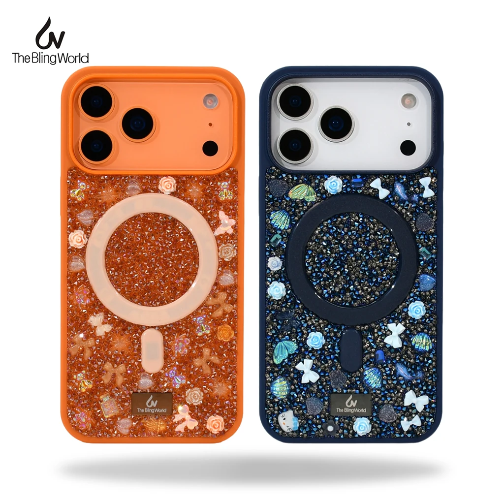 

The Bling World Luxury Magnetic MagSafe Case for iPhone 17 16 15 14 Pro Max Plus Crystal Diamond Rhinestone Glitter Women Cover