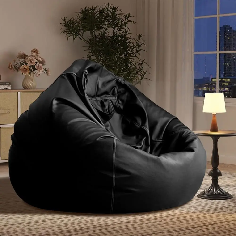 

Bean Bag Chair Bean Bag Cover Without iller Luxury Single Lazy Soa Cover aux Leather Bean Bag Sac Pou Chair Envelope Beag Seat S