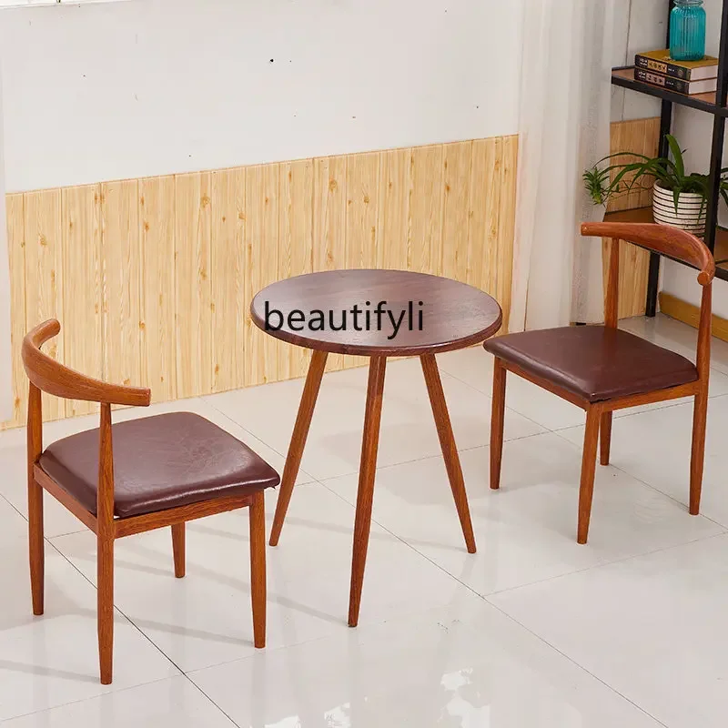 

xz1zq Nordic Balcony Small Table Small round Table Reception Living Room Milk Tea Shop Negotiation Table and Chair Combination